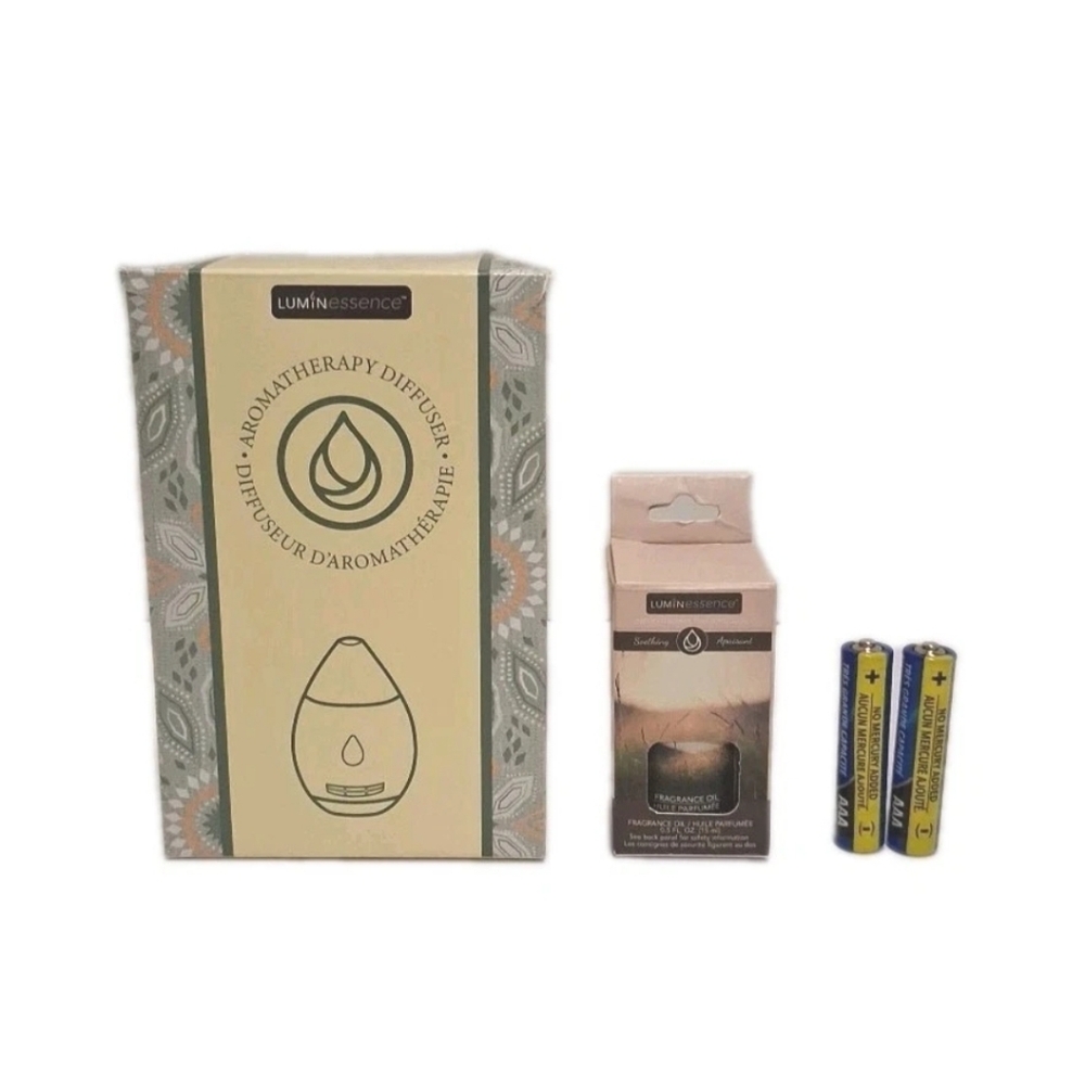Luminescence Aromatherapy Diffuser and Fragrance Oil Bundle w/Batteries NEW